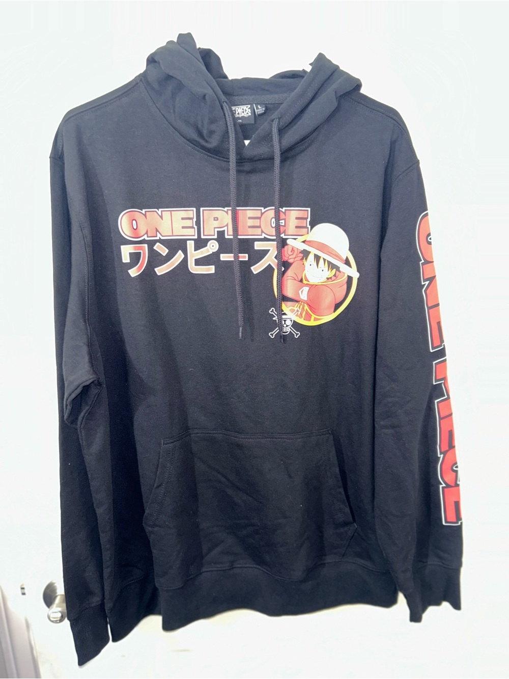 Onepiece Black Hoodie with Red Graphic Logo